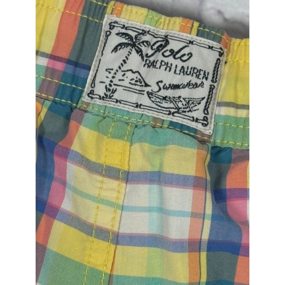 Polo Ralph Lauren Swimwear Trunks Shorts Yellow‎ Blue Green Plaid Boys Size 7